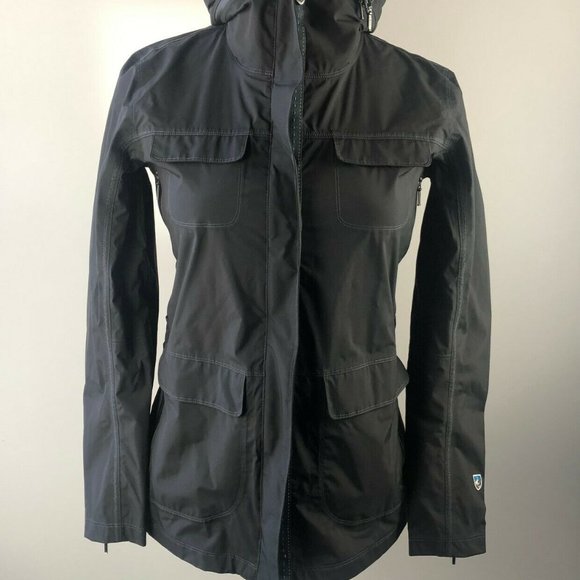 Kuhl Saboteura Waterproof Jacket Zip Raincoat Raven Gray Lightweight Size Small - Picture 11 of 12